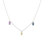 Collier 750/18 K Weissgold mit Farbsteinen