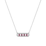 Collier 750/18 K Weissgold mit Rubinen & Zirkonia