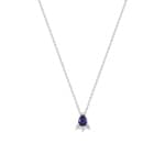 Collier or gris 750/18 ct avec saphir et zircones