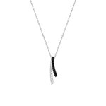Necklace 925 Silver rhodium-plated with black and white Cubic Zirconia 43cm