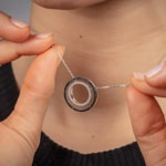 Collier 925 Silber rhodiniert mit Zirkonia schwarz / weiss 43cm - 332289.1