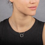 Collier 925 Silber rhodiniert mit Zirkonia schwarz / weiss 43cm - 332289.1