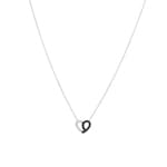 Necklace 925 Silver rhodium-plated with black and white Cubic Zirconia 43cm, Heart