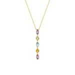 Collier mit Anhänger 375/9 K Gelbgold mit Farbsteinen