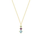 Collier mit Anhänger 375/9 K Gelbgold mit Farbsteinen