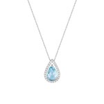 Collier mit Anhänger 375/9 K Weissgold mit Blautopas & Zirkonia - 59FV97GTZ