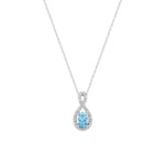 Collier mit Anhänger 375/9 K Weissgold mit Blautopas & Zirkonia