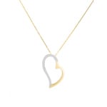 Collier mit Anhänger 750/18 K Gelbgold bicolor Herz mit Zirkonia - 3.052.Z3-42