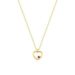 Collier mit Anhänger 750/18 K Gelbgold Herz mit Rubin