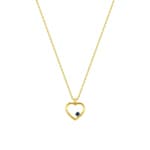 Collier mit Anhänger 750/18 K Gelbgold Herz mit Saphir