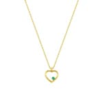 Collier mit Anhänger 750/18 K Gelbgold Herz mit Smaragd