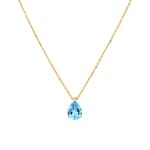 Collier or jaune 750/18 ct avec topaze bleue poire