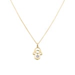 Collier avec pendentif or jaune 750/18 ct avec diamant 0.11 ct H/si, Main de Fatma