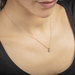 Necklace 750/18 K Yellow Gold with GIA Diamond 0.50 ct H/si in 6 Prongs - CGAN002-050-GG