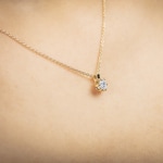 Necklace 750/18 K Yellow Gold with GIA Diamond 0.50 ct H/si in 6 Prongs - CGAN002-050-GG