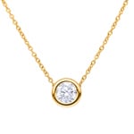 Collier or jaune 750/18 ct avec diamant GIA 0.50 ct H/si serti clos - CGAN003-050-GG