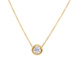 Collier avec pendentif or jaune 750/18 ct avec diamant GIA 1.00 ct H/si, Serti clos