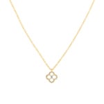 Collier avec pendentif or jaune 750/18 ct avec diamants 0.10 ct H/si, Trèfle