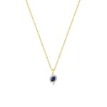 Necklace with Pendant 750/18 K Yellow Gold with oval Sapphire & Diamonds 0.03ct.