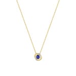 Collier mit Anhänger 750/18 K Gelbgold mit Saphir und Zirkonia