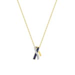 Necklace with Pendant 750/18 K Yellow Gold with Sapphires & Diamonds 0.02ct.