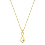 Collier mit Anhänger 750/18 K Gelbgold mit Smaragd, Infinity