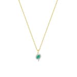 Necklace with Pendant 750/18 K Yellow Gold with oval Emerald & Diamonds 0.03ct.