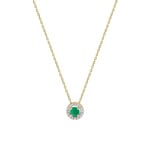Collier mit Anhänger 750/18 K Gelbgold mit Smaragd & Zirkonia