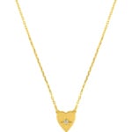 Collier mit Anhänger 750/18 K Gelbgold mit Zirkonia, Kompass Herz