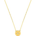 Collier mit Anhänger 750/18 K Gelbgold mit Zirkonia, Kompass