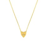 Collier or jaune 750/18 ct avec zircone, Compass cœur