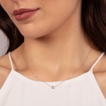 Necklace with Pendant 750/18 K Rose Gold with Diamond 0.10 ct H/si, Bezel Set - CGAN003-010-RG
