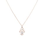 Collier avec pendentif or rosé 750/18 ct avec diamant 0.11 ct H/si, Main de Fatma