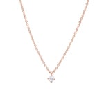 Necklace with Pendant 750/18 K Rose Gold with Diamond 0.15 ct H/si, 4 Prongs