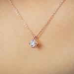 Necklace 750/18 K Rose Gold with GIA Diamond 0.50 ct H/si in 4 Prongs - CGAN001-050-RG