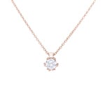 Necklace 750/18 K Rose Gold with GIA Diamond 0.50 ct H/si in 6 Prongs - CGAN002-050-RG