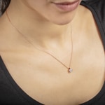 Necklace 750/18 K Rose Gold with GIA Diamond 0.50 ct H/si in 6 Prongs - CGAN002-050-RG