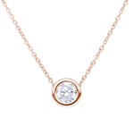 Collier or rosé 750/18 ct avec diamant GIA 0.50 ct H/si serti clos - CGAN003-050-RG