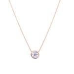 Necklace with Pendant 750/18 K Rose Gold with GIA Diamond 0.70 ct H/si, Bezel Set