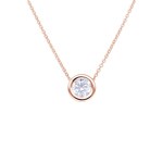 Collier or rosé 750/18 ct avec diamant GIA 0.70 ct H/si serti clos - CGAN003-070-RG