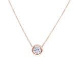 Collier avec pendentif or rosé 750/18 ct avec diamant GIA 1.00 ct H/si, Serti clos