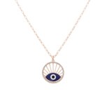 Collier mit Anhänger 750/18 K Roségold mit Edelsteinen, Evil Eye