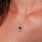 Collier mit Anhänger 750/18 K Roségold mit Malachit & Diamanten 0.13 ct H/si - KE-029218-RG