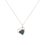 Collier mit Anhänger 750/18 K Roségold mit Malachit & Diamanten 0.15 ct H/si