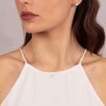 Necklace with Pendant 750/18 K White Gold with Diamond 0.10 ct H/si, 6 Prongs - CGAN002-010-WG