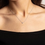 Collier mit Anhänger 750/18 K Weissgold mit Diamant 0.10 ct H/si - AN-096662-01-WG