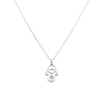 Collier avec pendentif or gris 750/18 ct avec diamant 0.11 ct H/si, Main de Fatma