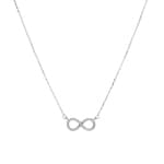 Collier avec pendentif or gris 750/18 ct avec diamant 0.11 ct H/si, Infinity