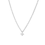 Collier avec pendentif or gris 750/18 ct avec diamant 0.15 ct H/si, 4 griffes