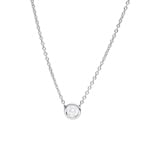 Collier avec pendentif or gris 750/18 ct avec diamant 0.25 ct H/si, Serti clos